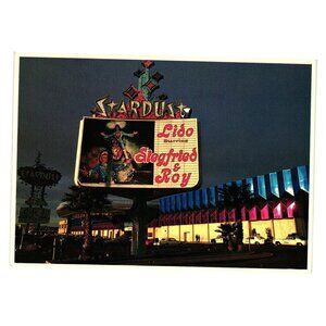 Stardust Vintage Postcard Lido Siegfried Roy Marquee Vegas Show Casino Hotel